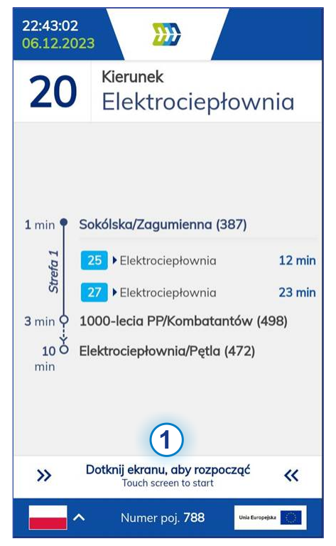 Ekran główny kasownika NV1